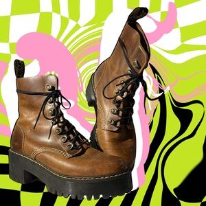 Dr. Martens Brown Leona Lace Up Boots Size 8